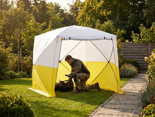 Yellow and white flame-retardant work tent, 2.5x2.5x2 m - product detail