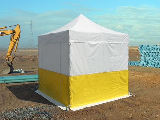 PVC pop-up gazebo in yellow and white, perfect for work tents - product detail