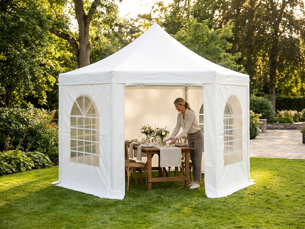 White marquee pagoda with PVC and steel frame for outdoor events - view 3