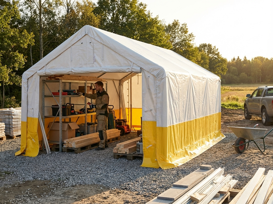 PVC Storage Work Tent 4x6m in White/Yellow for Industrial Use - product detail