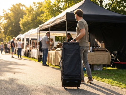 Black carry bag with wheels for Flextents, 600D Polyester - product detail
