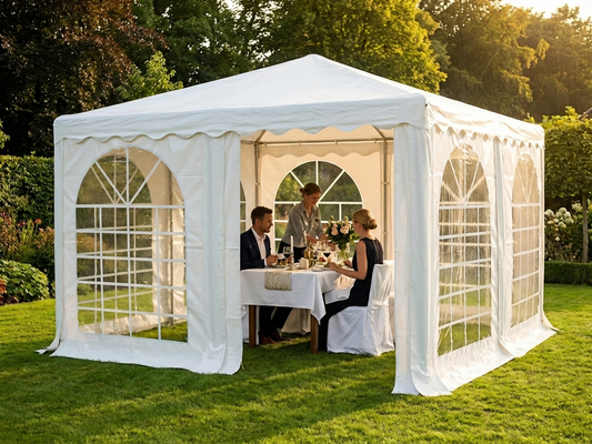 5x5m White PVC Pagoda Marquee with Galvanised Steel Frame - product detail