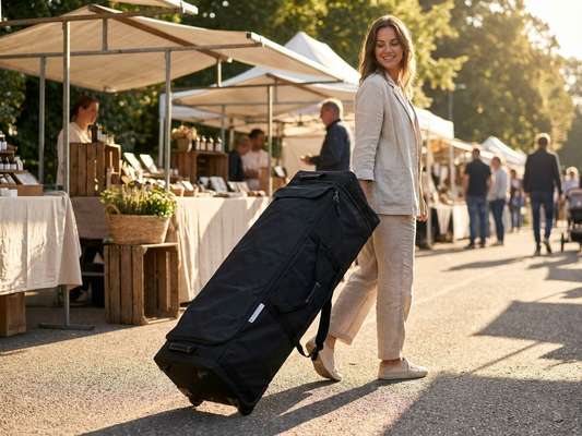 Carry bag with wheels for event transport, 3x3 m black - product detail
