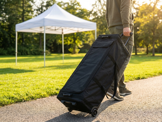 Black carry bag with wheels for easy transport, 2.5x2.5 m size - product detail