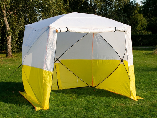 Work tent with PVC flame-retardant fabric in yellow and white - product detail