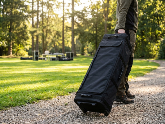 Black carry bag with wheels for outdoor events - product detail
