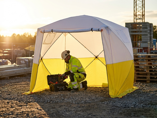 Flame Retardant Work Tent in Yellow and White
