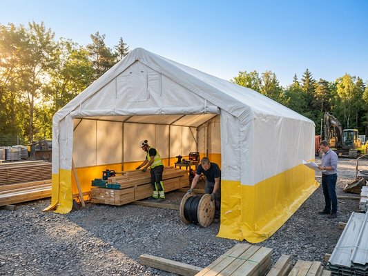 PVC Storage Work Tent 4x6m in White/Yellow for Industrial Use