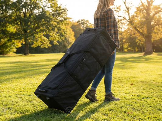 Carry bag with wheels, black, made from 600D Polyester for outdoor use - product detail