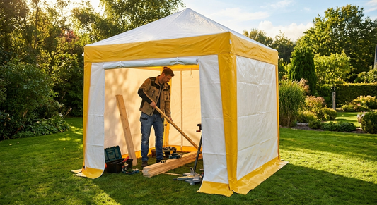 PVC Storage Work Tent 2.4x2.4x2m White/Yellow for Industrial Use