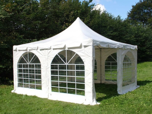 White marquee pagoda with PVC and steel frame for outdoor events
