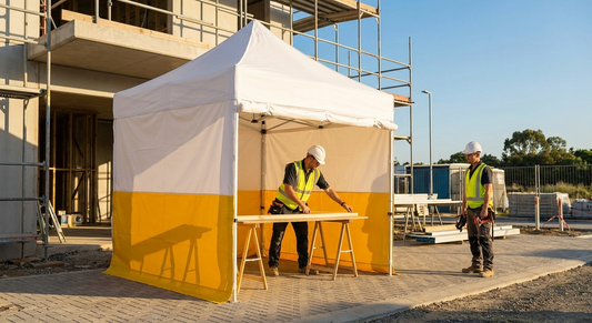 PVC Work Tent Cover 2x2m in white and yellow for outdoor events