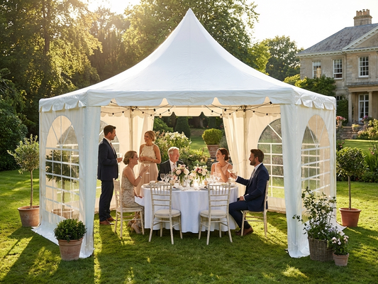 White marquee pagoda with PVC and steel frame for outdoor events - product detail