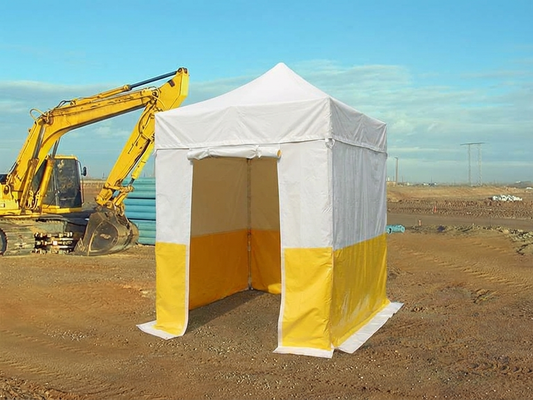 Work tent gazebo 2x2 m in white and yellow, ideal for outdoor events