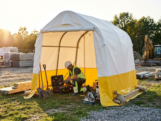 White and Yellow Storage Work Tent 2x2x2 m PVC