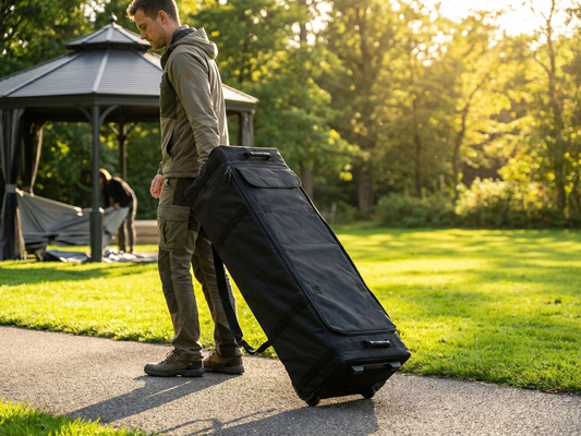 Black carry bag with wheels made of waterproof 600D polyester - product detail