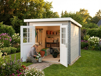 Wooden Garden Shed - 2.3x1.75x2.11 m, Light Grey - Nordic Spruce - Domestic Use