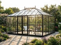 Glass Greenhouse - 19 m² Black - Aluminium Frame - Domestic & Commercial Use