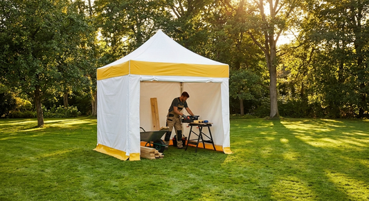 PVC Storage Work Tent 2.4x2.4x2m White/Yellow for Industrial Use - product detail