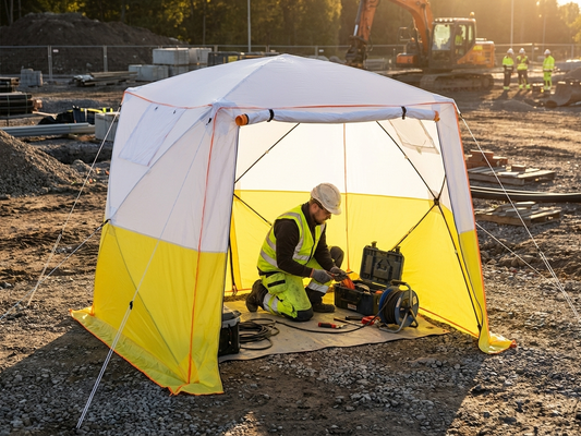 Flame Retardant Work Tent in Yellow and White - product detail