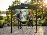 Barbecue Pavilion - 2.4x1.5x2.3m Black - Galvanised Steel - Outdoor Use