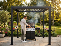 Aluminium BBQ Pergola - 2.5x1.5x2.3 m Black - Waterproof - Outdoor Use