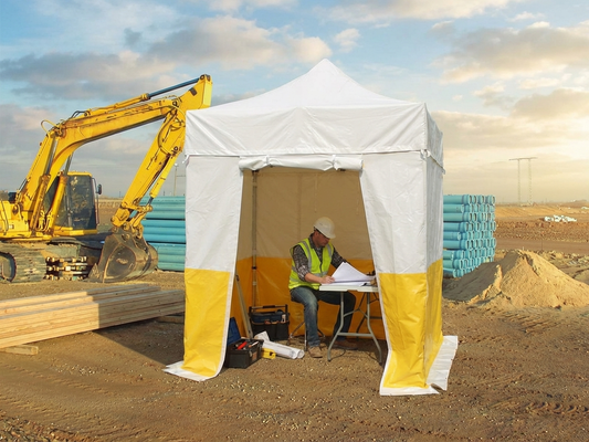 Work tent gazebo 2x2 m in white and yellow, ideal for outdoor events - product detail