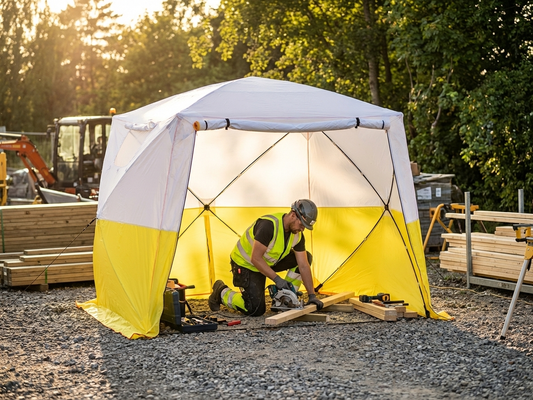 Yellow and white flame-retardant PVC work tent