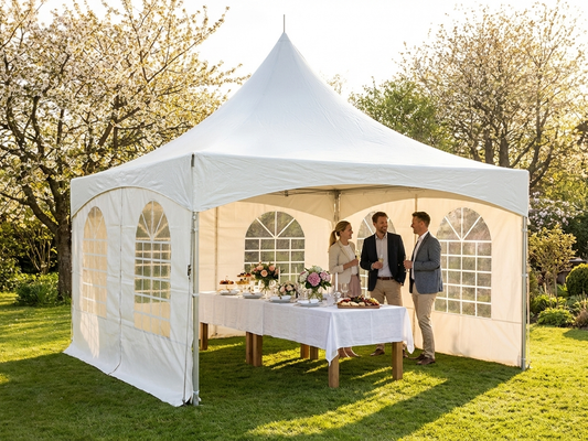 White PVC pagoda marquee 5x5 m for outdoor events