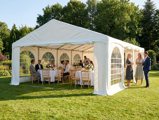 White PVC marquee 5x8 m with robust steel frame - product detail