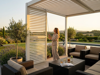 Louvre Wall - 0.90x2.175m White - Aluminium - Pergola Gazebo Use