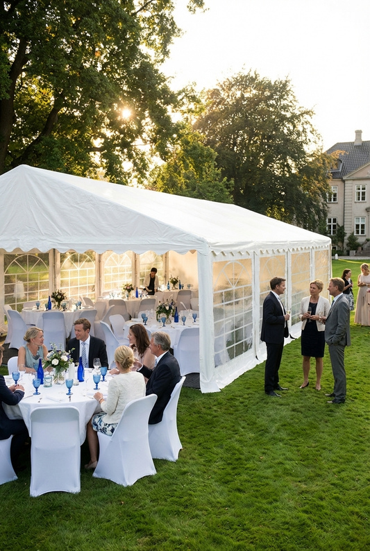 White PVC Marquee 6x12 m with Galvanised Steel Frame for Outdoor Events