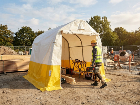 White and Yellow Storage Work Tent 2x2x2 m PVC - product detail