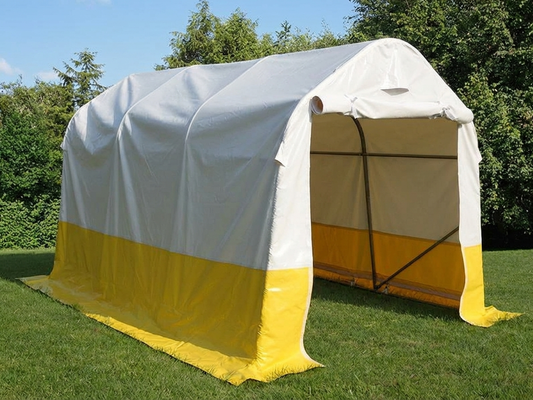 Storage work tent in white and yellow PVC for industrial use