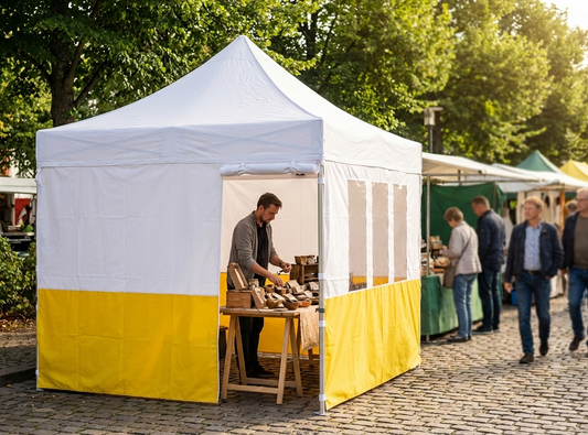 PVC Work Tent Cover 2x2m in white and yellow for outdoor events - product detail